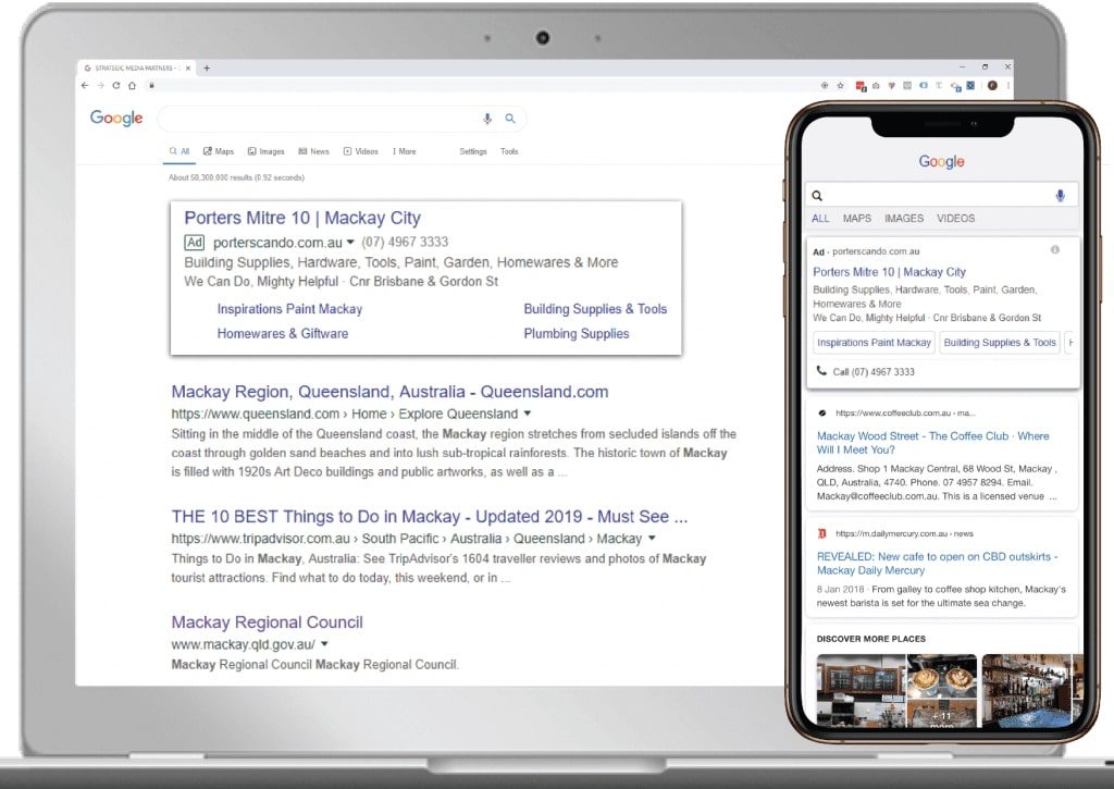Porters Mitre 10 Digital Marketing Google Search Ad